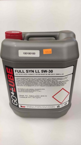 OLEJ MOTOROVÝ - 5W-30 - FULL SYNT - LL - GO4LUBE - 10L